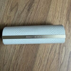 Jimmy Choo Cream white Snakeskin glasses case like new